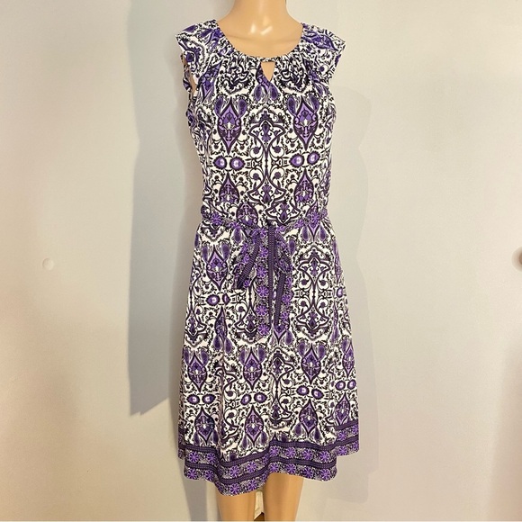 Purple Paisley Patterned Sleeveless Dress - Brand: George - Size S/P. - Picture 15 of 15
